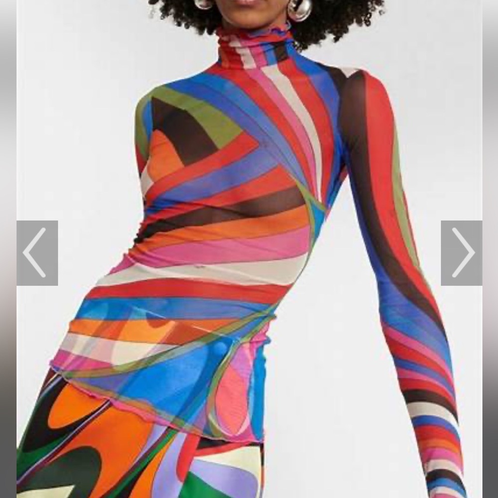 Pucci Mesh Abstract Top